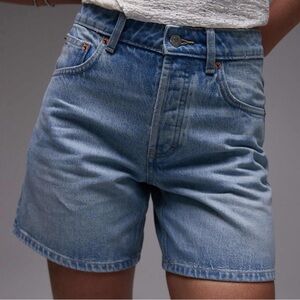 Topshop Mid-Rise Light Blue Denim Shorts